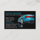Eleganter Black Blue Mobile Auto Car Wash Detailin Visitenkarte (Vorderseite)