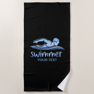 Eleganter Black Blue-Schwimmer, Schwimmbad Strandtuch