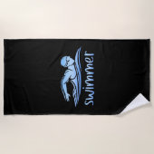 Eleganter Black Blue-Schwimmer, Schwimmbad Strandtuch (Vorderseite)
