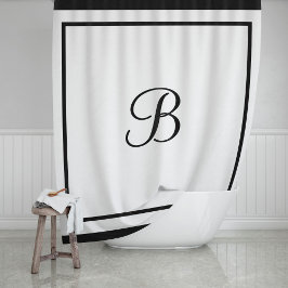 Eleganter Black Border Script Monogram Letter Duschvorhang