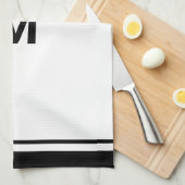 Eleganter Black Border Script Monogram Letter Geschirrtuch (Viertel Falte)