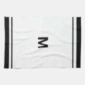 Eleganter Black Border Script Monogram Letter Geschirrtuch (Horizontal)