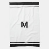 Eleganter Black Border Script Monogram Letter Geschirrtuch (Vertikal)
