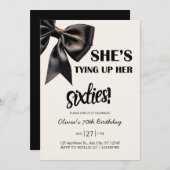 Eleganter Black Bow 70. Geburtstag Einladung (Vorne/Hinten)