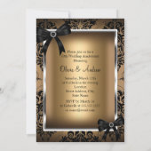 Eleganter Black Bow & Damask Gold 50 Jahre Jubiläu Einladung (Rückseite)