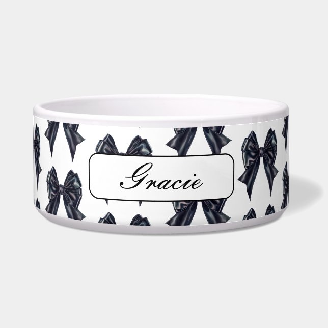 Eleganter Black Bow Dog Napf (Vorderseite)