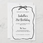 Eleganter Black Bow Frame Minimalistisch Geburtsta Einladung (Vorderseite)