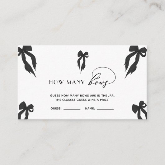 Eleganter Black Bow rät, wie viele Bows Spiel Begleitkarte (Vorderseite)