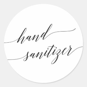 Eleganter Black Calligraphy Hand Sanitizer Runder Aufkleber