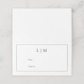 Eleganter Black Calligraphy Monogram Empfang Platzkarte (Außenseite Aufgefaltet)