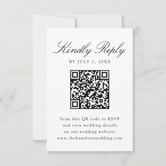 Eleganter Black Chinoiserie Floral Wedding QR Code RSVP Karte (Vorderseite)