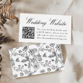 Eleganter Black Chinoiserie Wedding Website QR Cod Begleitkarte
