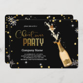 Eleganter Black Christmas Luxury Champagne Einladung (Vorne/Hinten)