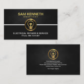 Eleganter Black Columns Gold Light Bulb Electricia Visitenkarte (Vorne/Hinten)