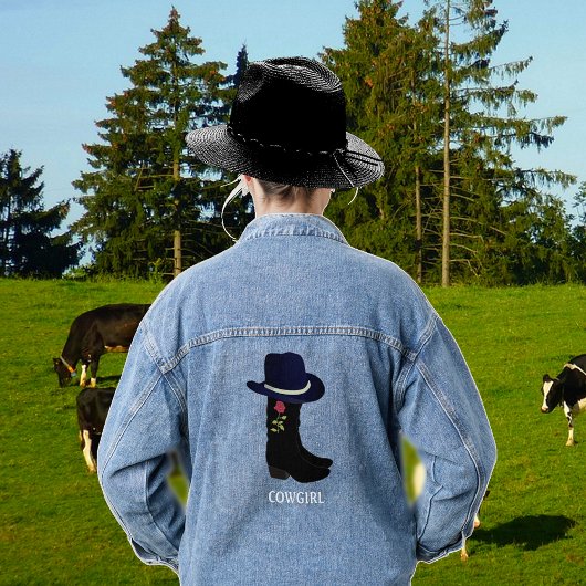 Eleganter Black Country Hut und Boots Jeansjacke
