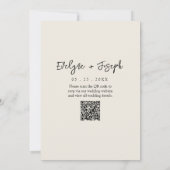 Eleganter Black & Cream Minimal Boho QR Code Hochz Einladung (Rückseite)