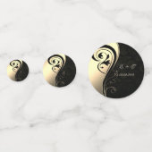 Eleganter Black Damask ,Gold,Name der Liebe Konfetti (Vorderseiten)