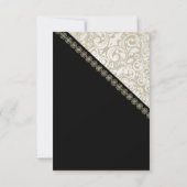 Eleganter Black,Damask Wedding Empfang Einladung (Rückseite)