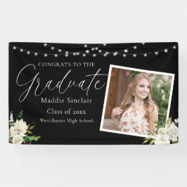 Eleganter Black Foto Floral Abschluss Banner