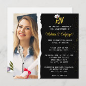 Eleganter Black Foto Nursing Abschluss Einladung (Vorne/Hinten)