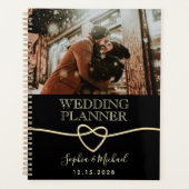 Eleganter Black Foto Wedding Planner Planer (Vorderseite)