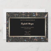 Eleganter Black Glitzer Abschluss Save the Date (Rückseite)