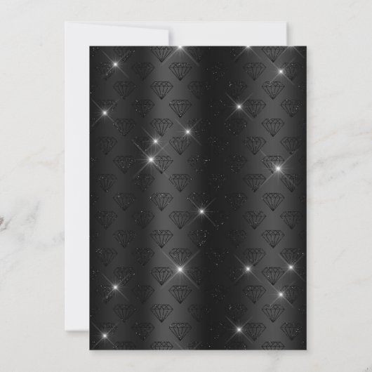 Eleganter Black Glitzer Diamond Foto Save the Date (Rückseite)