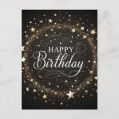 Eleganter Black Glitzer Happy Birthday Postcard Postkarte (Vorderseite)