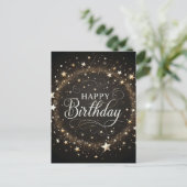 Eleganter Black Glitzer Happy Birthday Postcard Postkarte (Stehend Vorderseite)