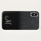 Eleganter Black Glitzer Ombre Monogram Case-Mate iPhone Hülle (Rückseite (Horizontal))