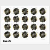 Eleganter Black Glitzer On Gold Foil Danke Logo Runder Aufkleber (Blatt)
