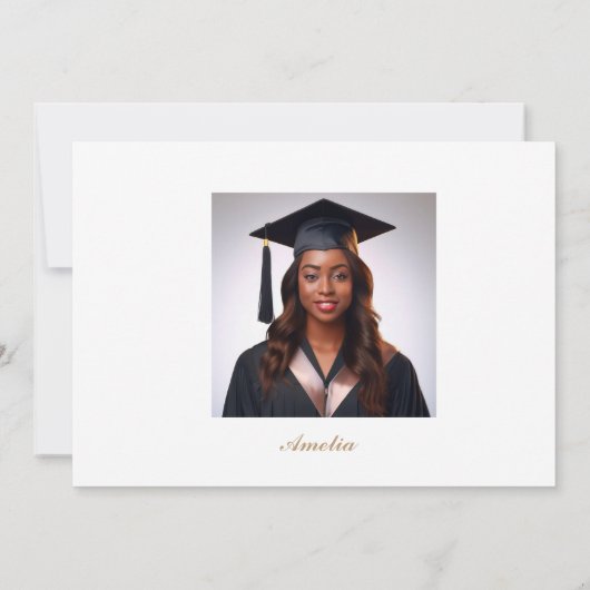 Eleganter Black & Gold Abschluss Ankündigung (Rückseite)