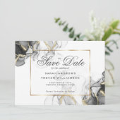 Eleganter Black Gold Alkohol Tinte Einladung (Stehend Vorderseite)