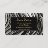 Eleganter Black Gold Alkohol Tinte Hochzeitsplaner Visitenkarte (Rückseite)