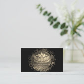 Eleganter Black ,Gold Confetti Glitzer Lotus Visitenkarte (Stehend Vorderseite)