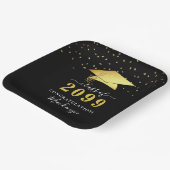 Eleganter Black Gold Confetti Script Abschluss Pappteller (Gewinkelt)