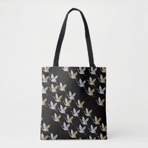 Eleganter Black Gold Crane Modernes Japanisch Tasche