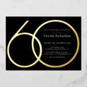Eleganter Black Gold Custom Minimalistisch 60. Geb Folieneinladung (Vorderseite)