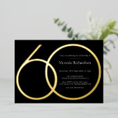 Eleganter Black Gold Custom Minimalistisch 60. Geb Folieneinladung (Stehend vorne)