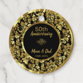Eleganter Black & Gold Damask Geschenkanhänger (Rückseite)