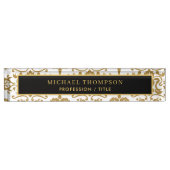 Eleganter Black Gold Damask Personalisierter Name Namensplakette (Vorderseite)