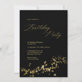 Eleganter Black Gold Dust Confetti Erwachsene Gebu Einladung (Vorderseite)