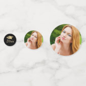 Eleganter Black Gold Foto Personalisierter Abschlu Konfetti (Rückseiten)