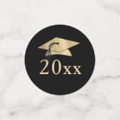 Eleganter Black Gold Foto Personalisierter Abschlu Konfetti (Klein Vorderseite)