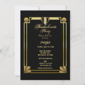 Eleganter Black & Gold Gatsby Junggeselinnen-Absch Einladung (Vorderseite)