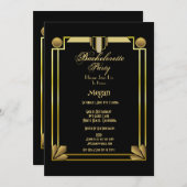 Eleganter Black & Gold Gatsby Junggeselinnen-Absch Einladung (Vorne/Hinten)