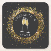 Eleganter Black & Gold Geburtstag Untersetzer (Vorderseite)