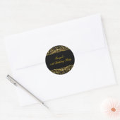 Eleganter Black & Gold Geburtstagsticker Runder Aufkleber (Umschlag)