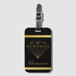Eleganter Black Gold Geometric Diamond Gepäckanhänger