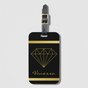 Eleganter Black Gold Geometric Diamond Gepäckanhänger